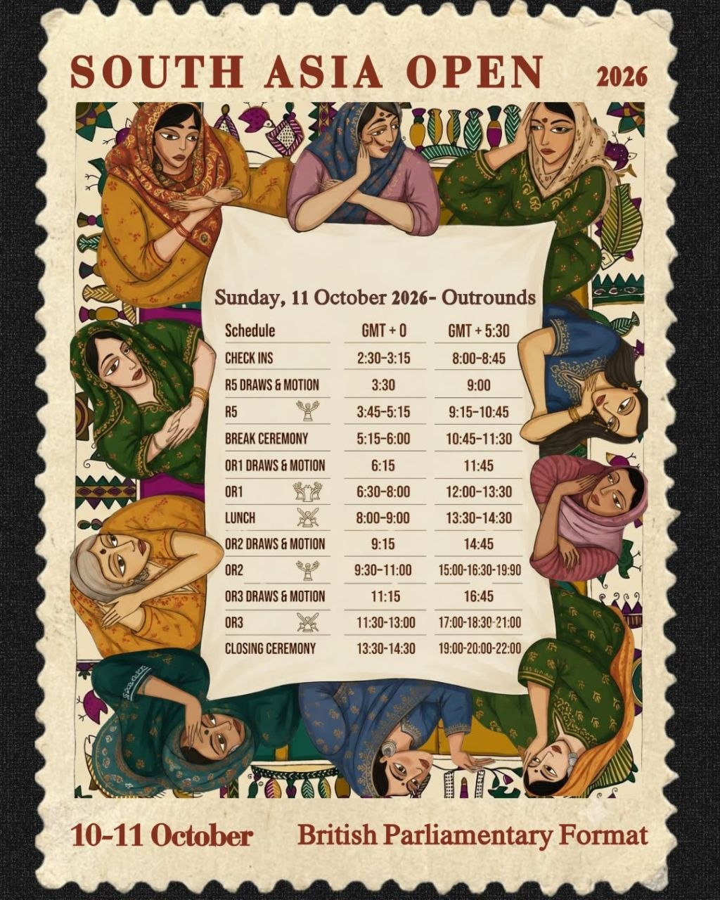 South Asia Open 2026 Sunday outrounds schedule poster